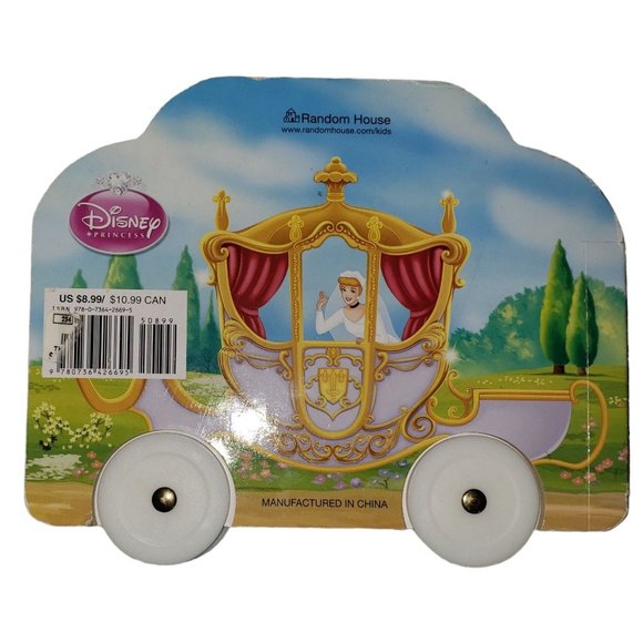 Disney Princess Cinderella's Carriage Board Book With Rolling Wheels Preschool - Picture 2 of 4